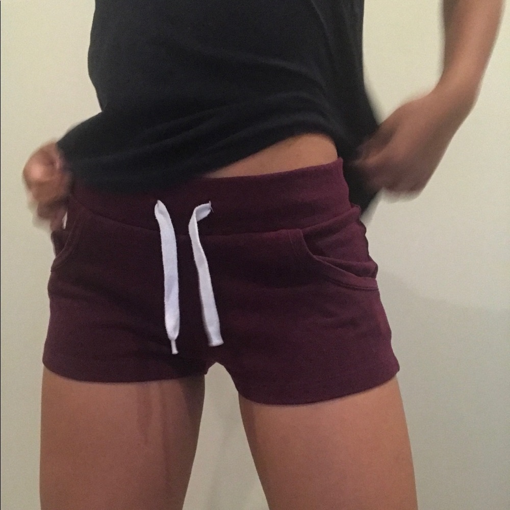 H&M divided maroon pajama shorts